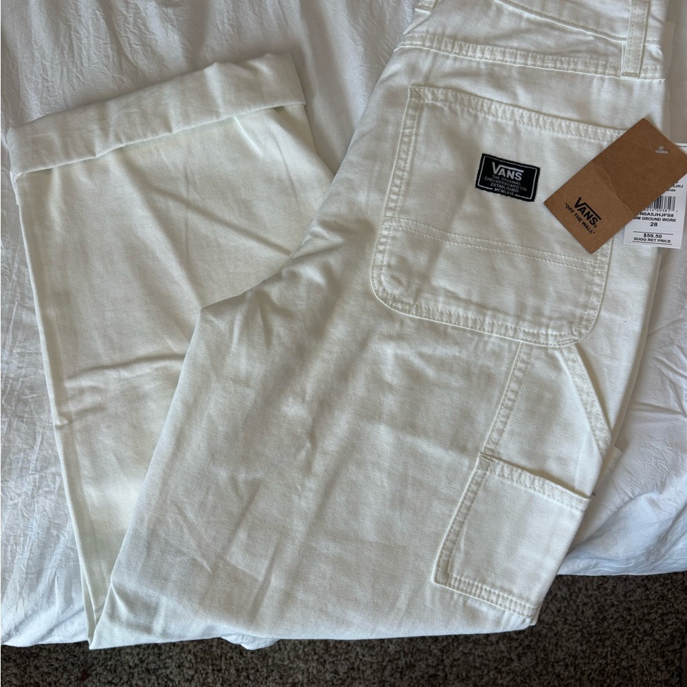 Vans Cream Utility Pocket Pants with Patch Logo NWT - Picture 3 of 3